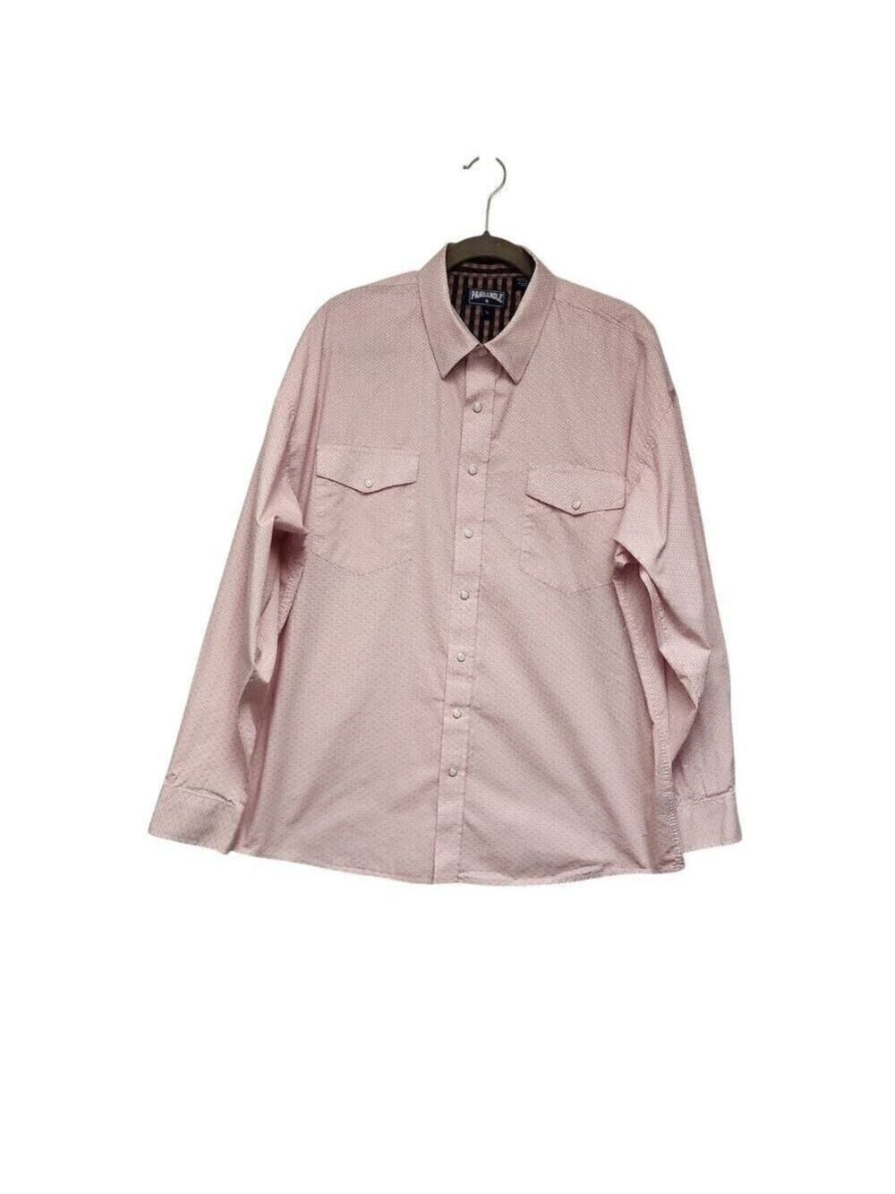 Panhandle Vintage Men Geometric Slim Pearl Snap Buttons Western Pink Shirt XL